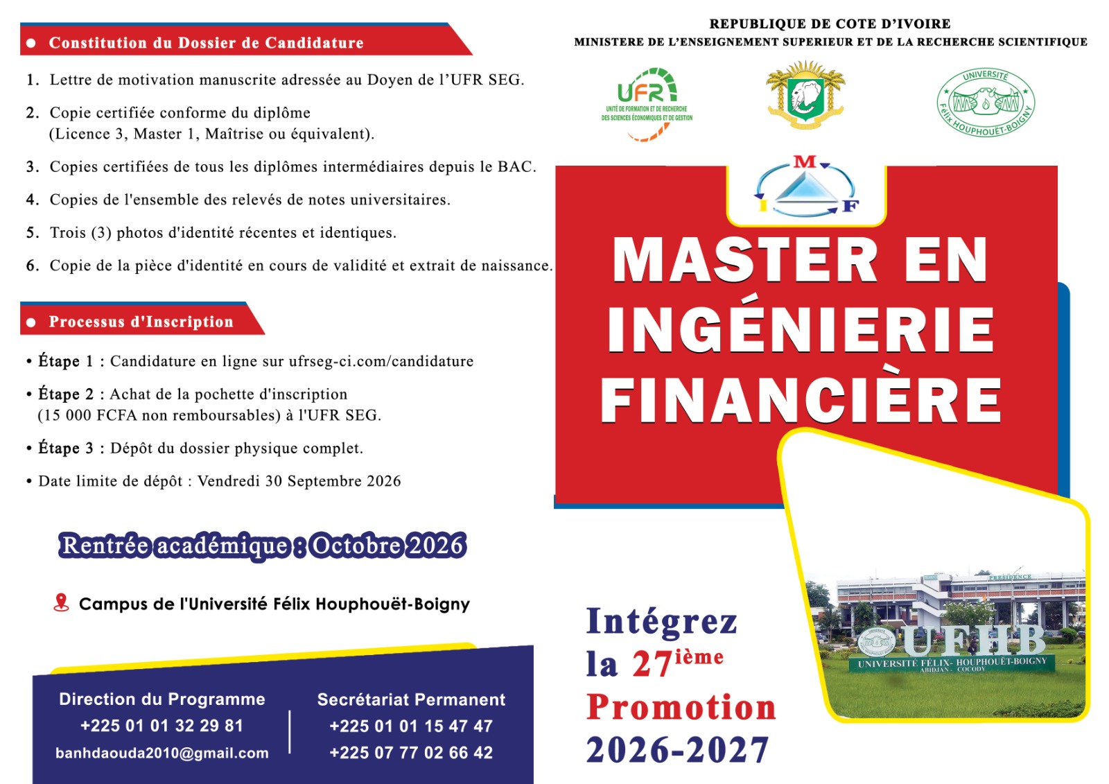 Intégrez la 27eme promotion du Master en Ingenierie Financiere